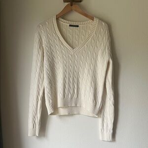 Brandy Melville Cream V-Neck Sweater